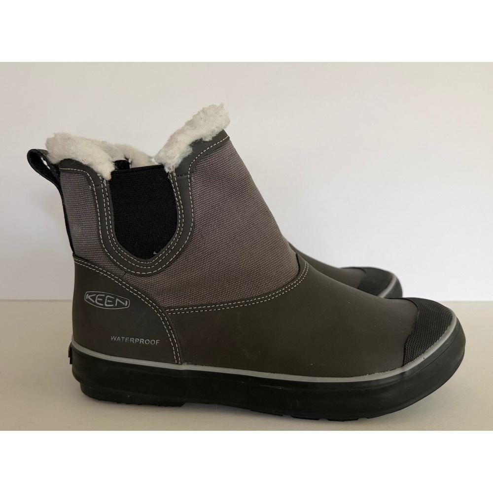 Keen Womens Elsa Chelsea Waterproof Winter Boots Sherpa Lined Gray Pull On 9 - Picture 4 of 10